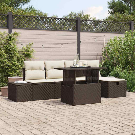 Set Divano da Giardino 6 pcs Marrone polyrattan - homemem39