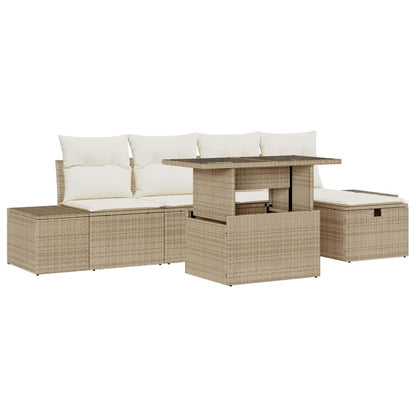 Set Divano da Giardino 6 pcs Beige polyrattan - homemem39