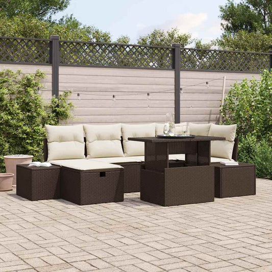 Set Divano da Giardino 7 pcs Marrone polyrattan - homemem39
