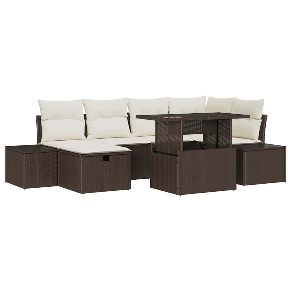 Set Divano da Giardino 7 pcs Marrone polyrattan - homemem39