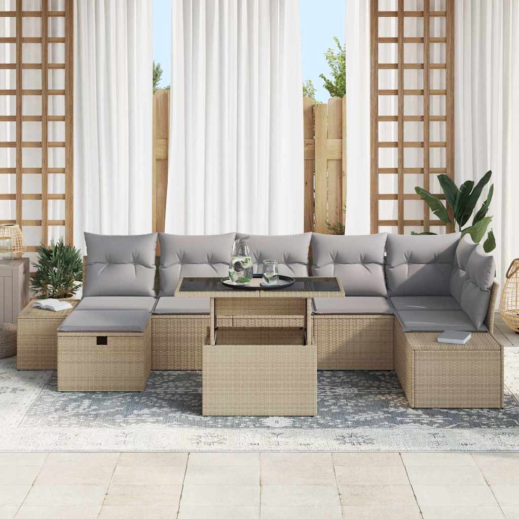Set Divano da Giardino 8 pcs Beige polyrattan | homemem39