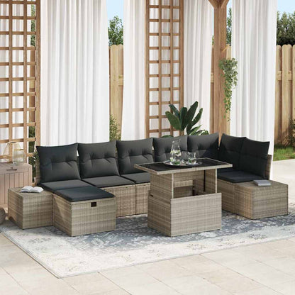 Set Divano da Giardino 8 pcs Grigio chiaro polyrattan - homemem39