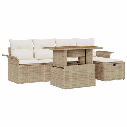 Set Divano da Giardino 6 pcs Beige polyrattan - homemem39