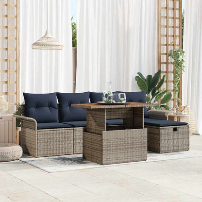 Set Divano da Giardino 6 pcs Grigio polyrattan