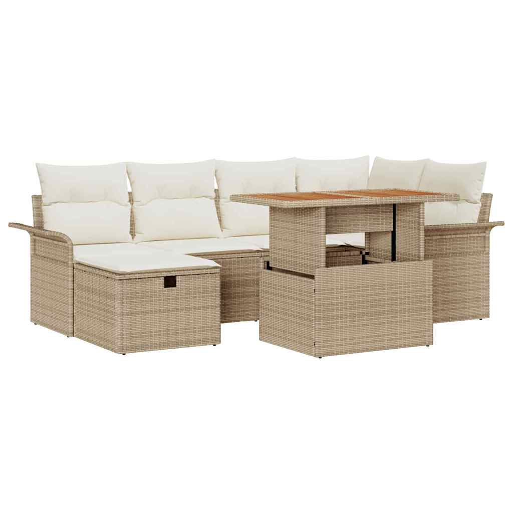 Set Divano da Giardino 7 pcs Beige polyrattan - homemem39