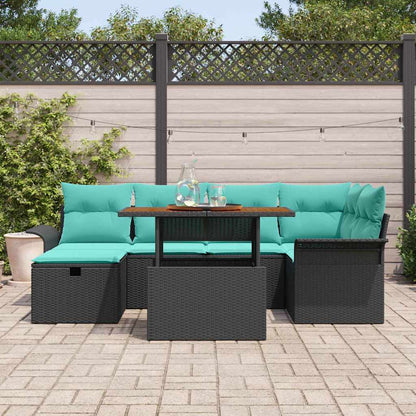 Set Divano da Giardino 7 pcs Nero polyrattan | homemem39