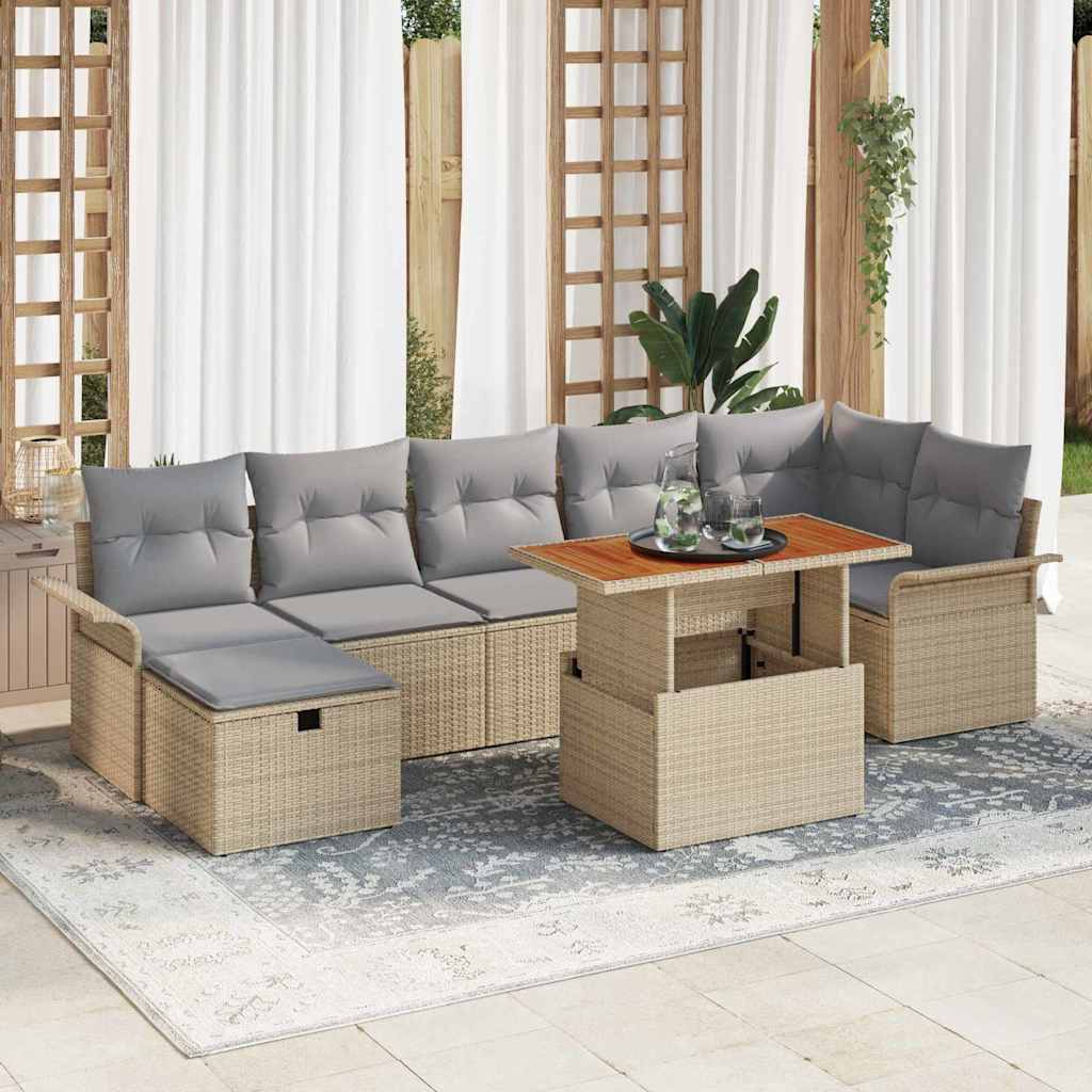 Set Divano da Giardino 8 pcs Beige polyrattan | homemem39