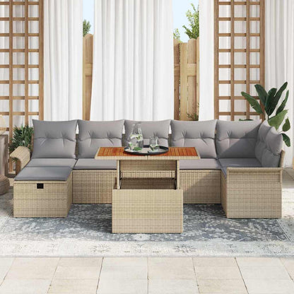Set Divano da Giardino 8 pcs Beige polyrattan | homemem39