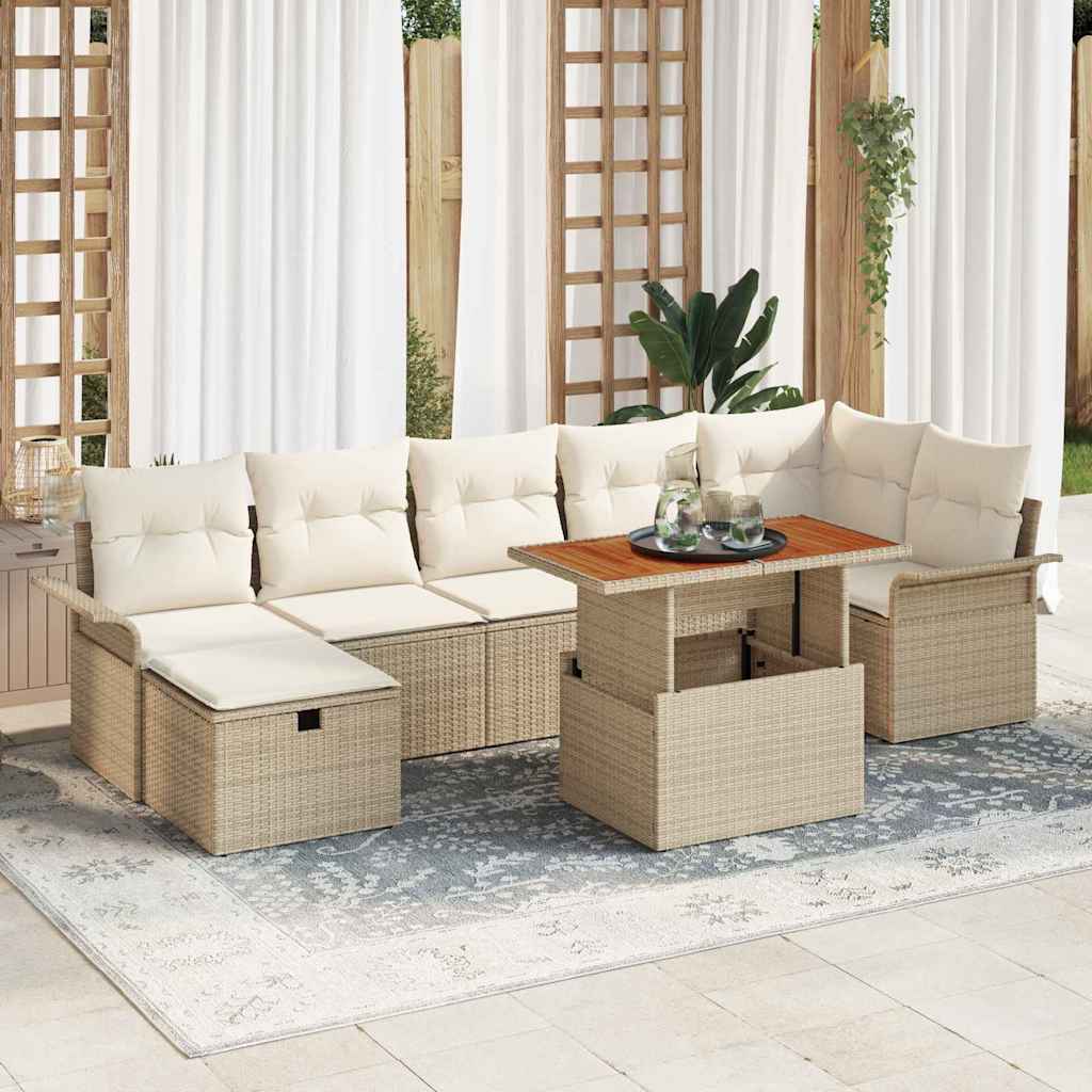 Set Divano da Giardino 8 pcs Beige polyrattan - homemem39