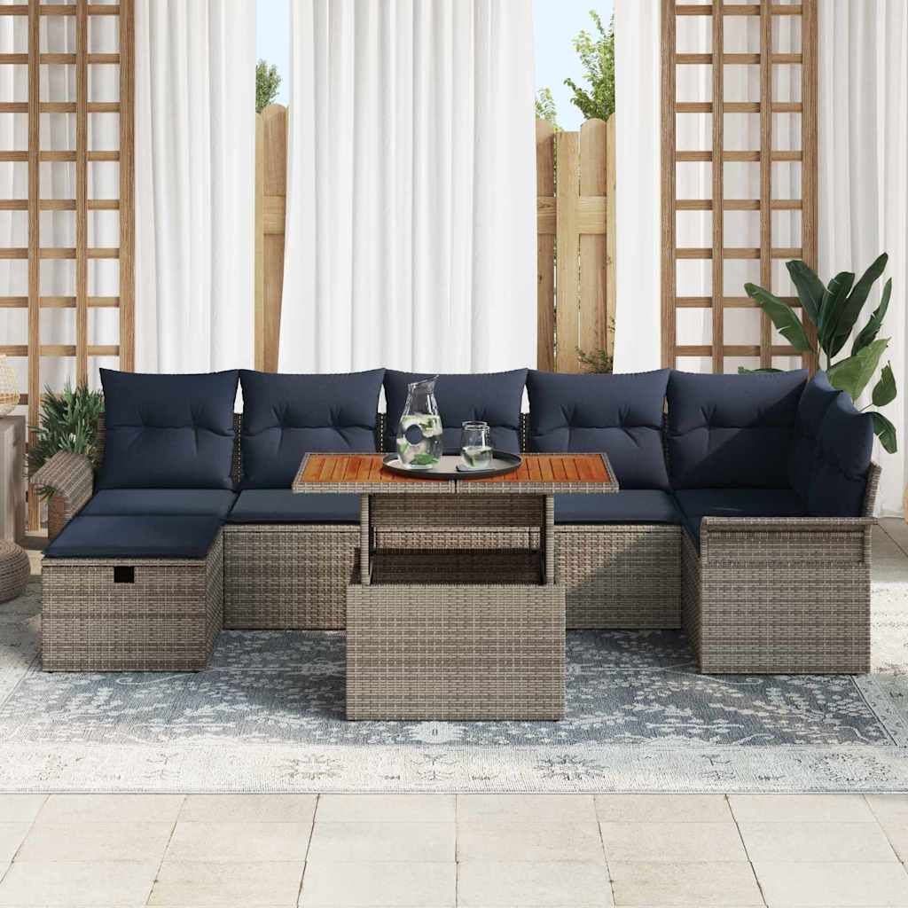 Set Divano da Giardino 8 pcs Grigio polyrattan | homemem39