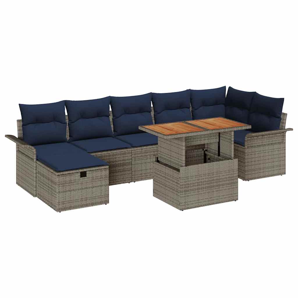Set Divano da Giardino 8 pcs Grigio polyrattan | homemem39