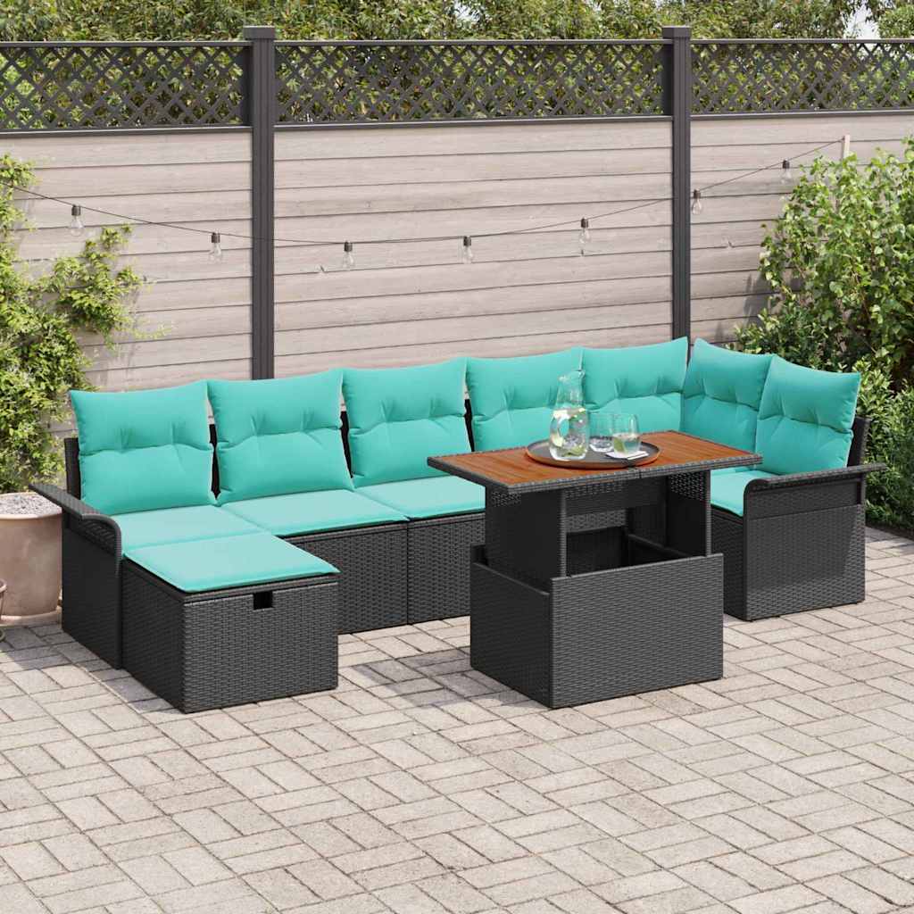 Set Divano da Giardino 8 pcs Nero polyrattan | homemem39