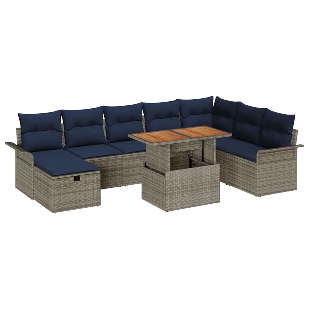 Set Divano da Giardino 9 pcs Grigio polyrattan | homemem39