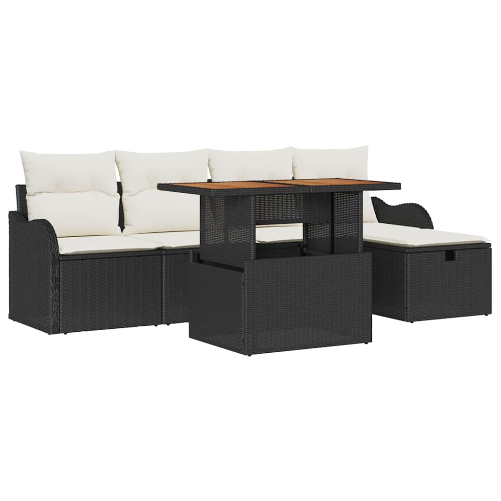 Set Divano da Giardino 6 pcs Nero polyrattan - homemem39