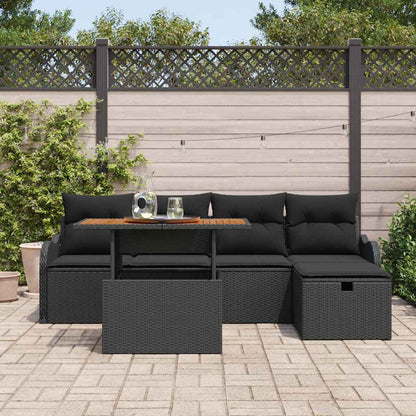 Set Divano da Giardino 6 pcs Nero polyrattan | homemem39