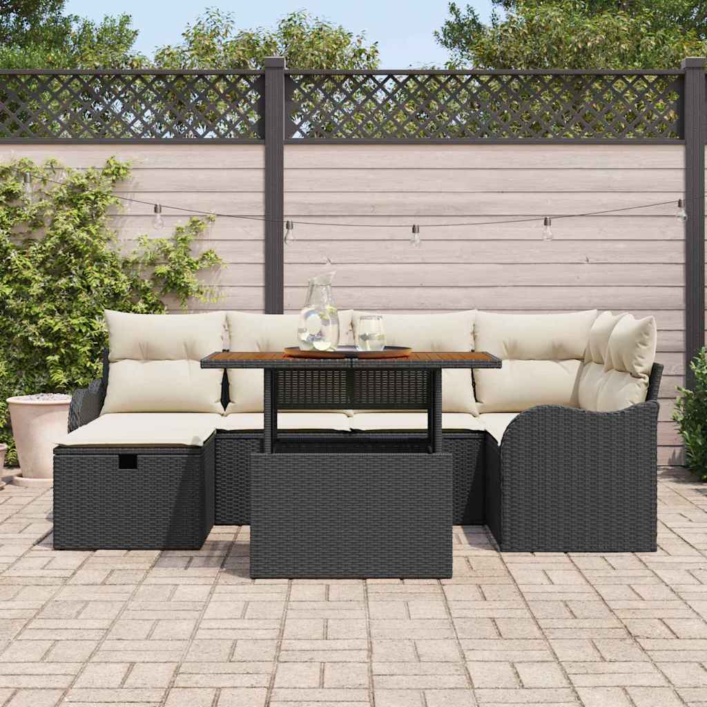 Set Divano da Giardino 7 pcs Nero polyrattan - homemem39