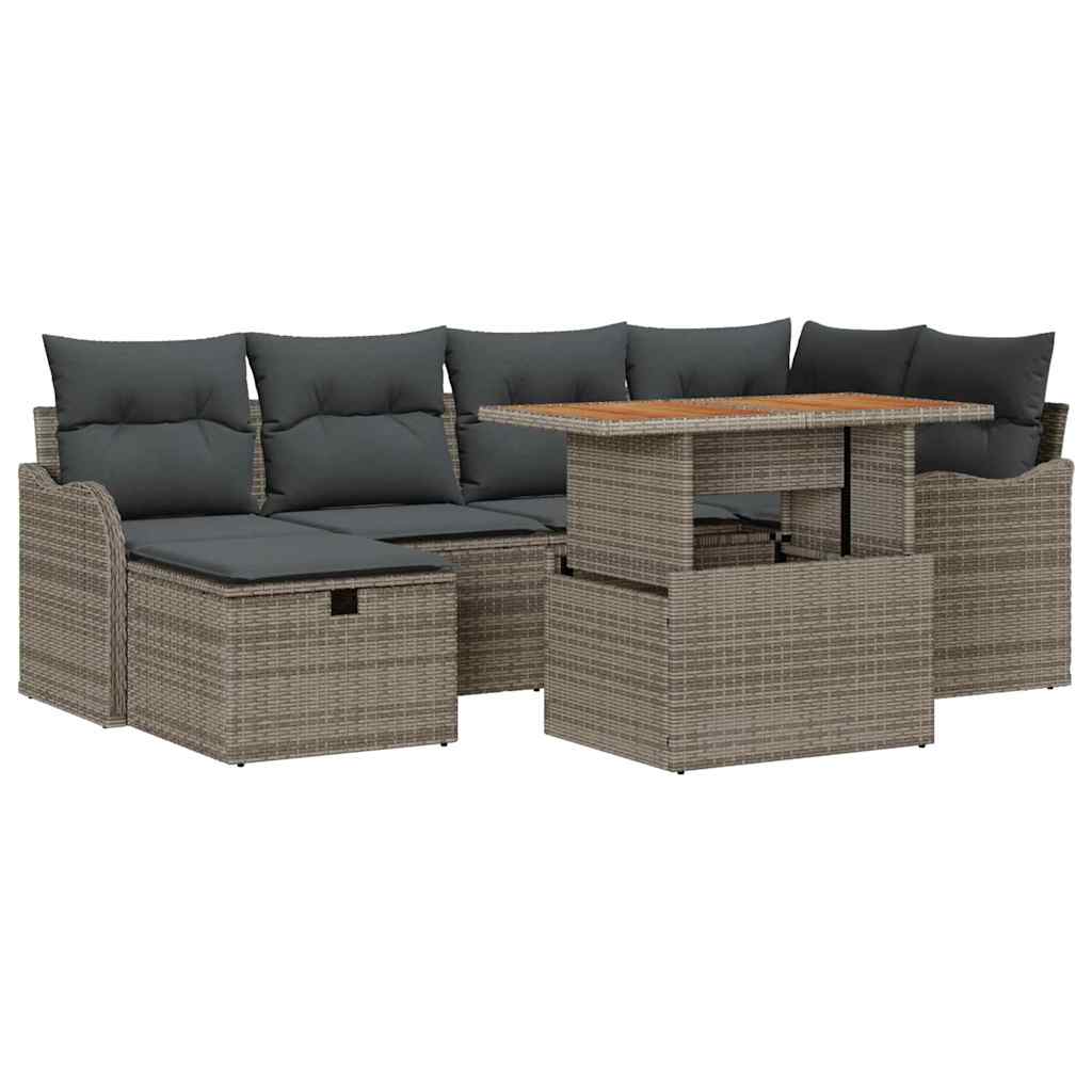 Set Divano da Giardino 7 pz Grigio polyrattan | homemem39