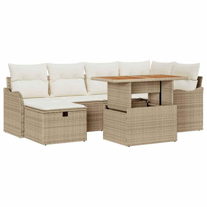 Set Divano da Giardino 7 pcs Beige polyrattan - homemem39