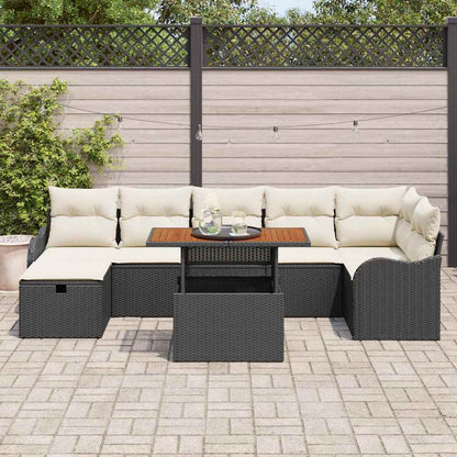 Set Divano da Giardino con archiviazione 8 pcs Nero Poly Rattan - homemem39