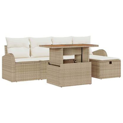 Set Divano da Giardino 6 pcs Beige polyrattan - homemem39