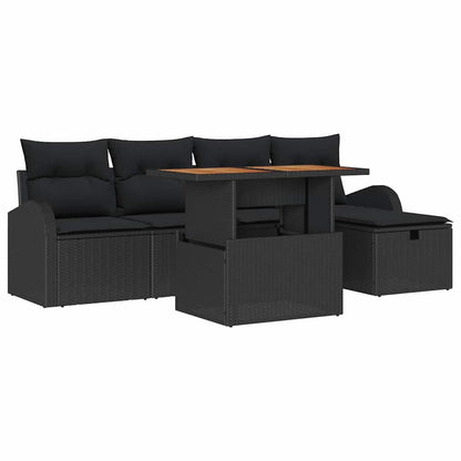 Set Divano da Giardino 6 pcs Nero polyrattan | homemem39