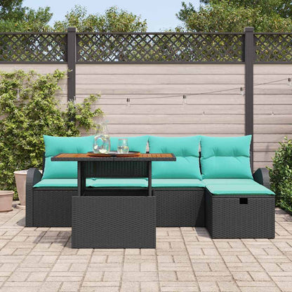 Set Divano da Giardino 6 pcs Nero polyrattan | homemem39