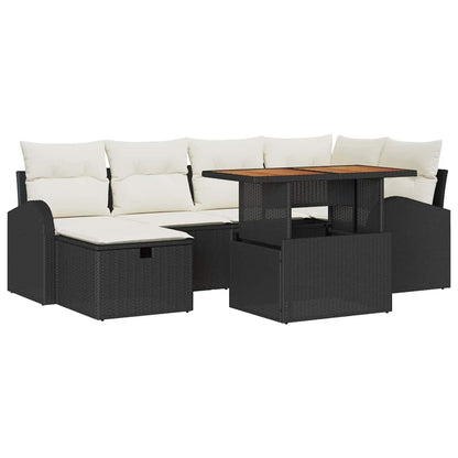 Set Divano da Giardino 7 pcs Nero polyrattan - homemem39