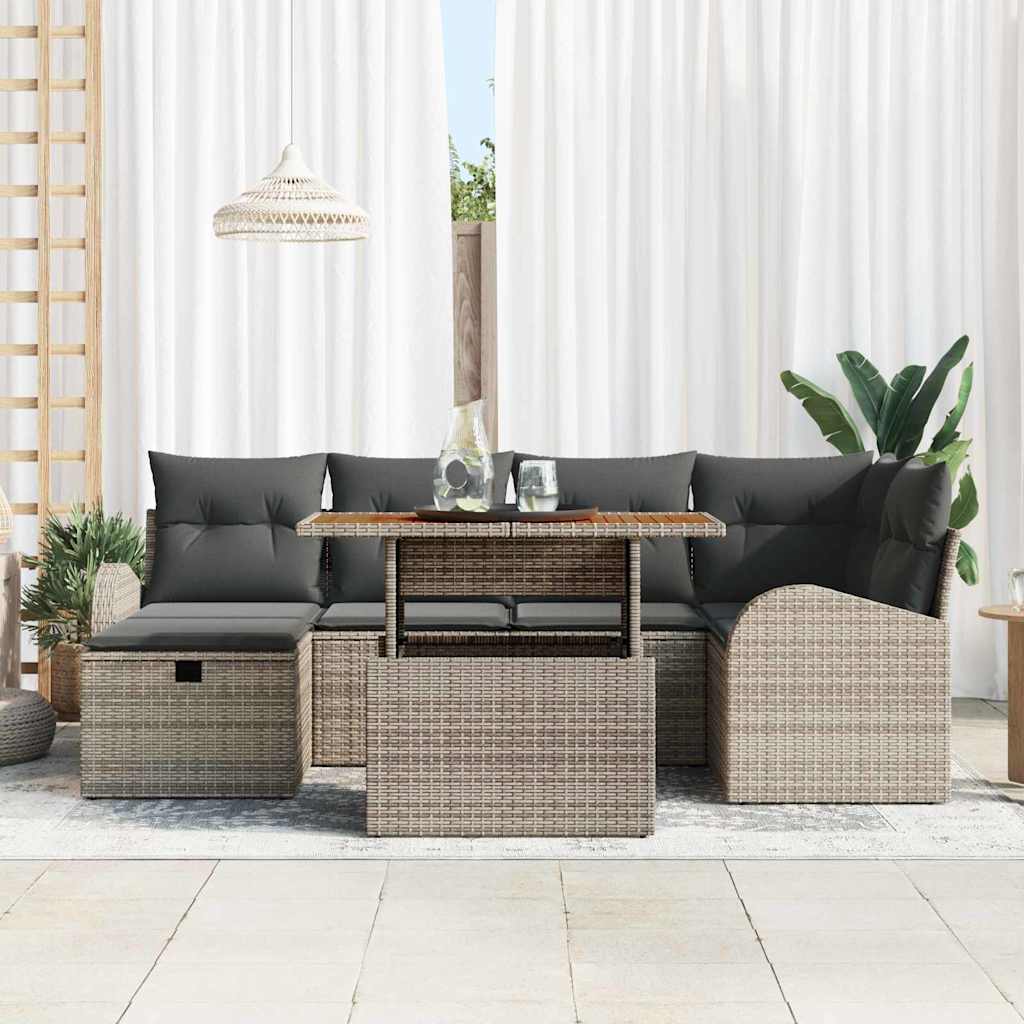 Set Divano da Giardino 7 pz Grigio polyrattan | homemem39