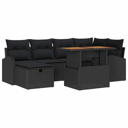 Set Divano da Giardino 7 pcs Nero polyrattan | homemem39
