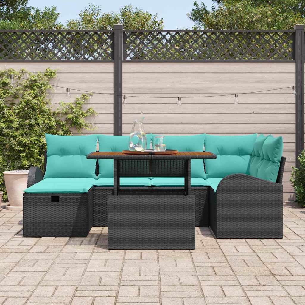 Set Divano da Giardino 7 pcs Nero polyrattan | homemem39
