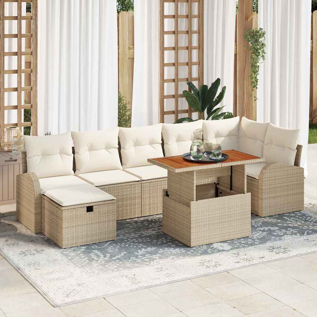 Set Divano da Giardino 8 pcs Beige polyrattan - homemem39