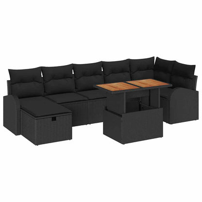 Set Divano da Giardino 8 pcs Nero polyrattan | homemem39