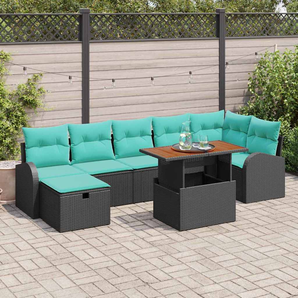 Set Divano da Giardino 8 pcs Nero polyrattan | homemem39