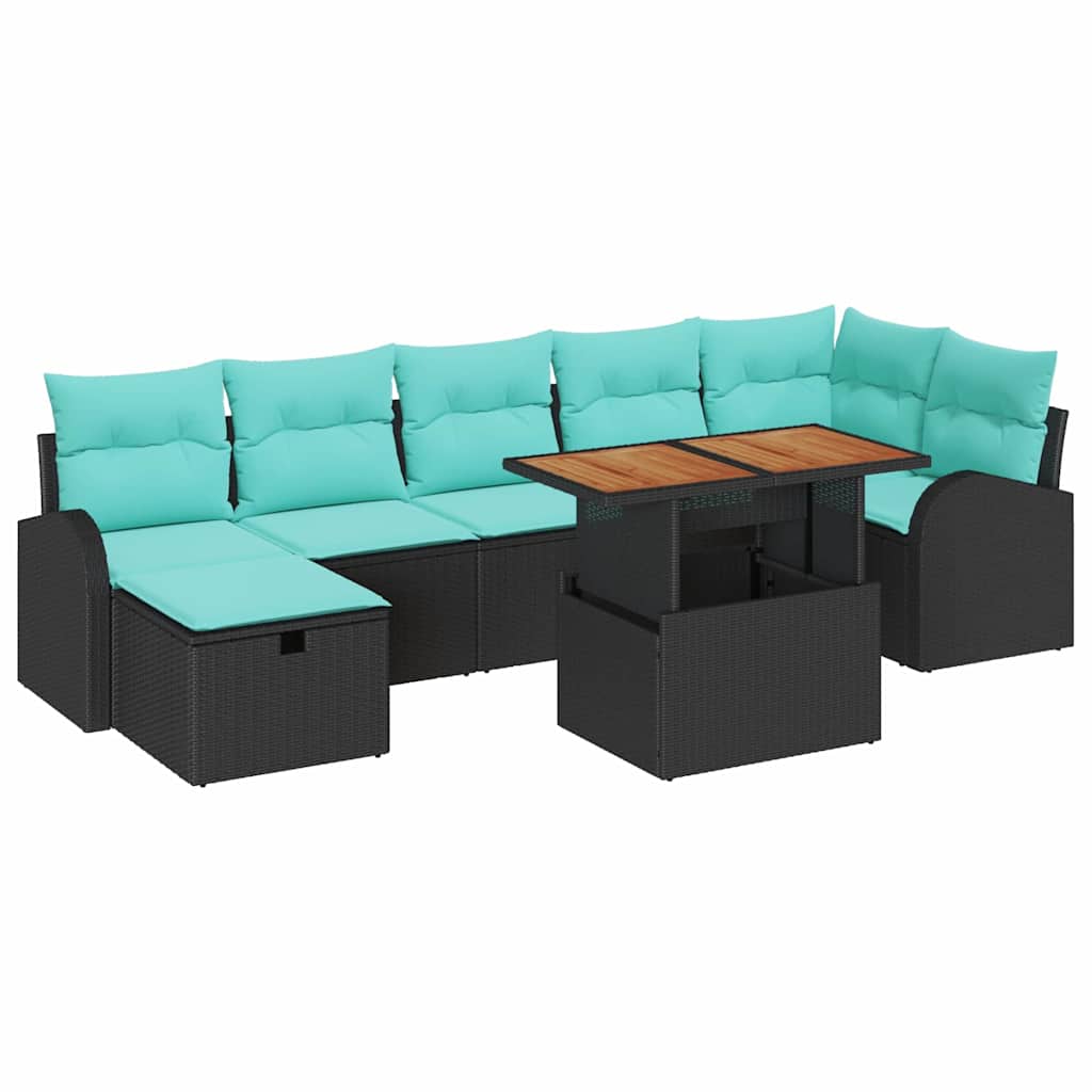 Set Divano da Giardino 8 pcs Nero polyrattan | homemem39