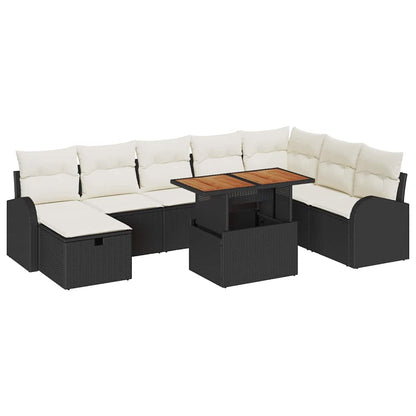 Set Divano da Giardino 9 pcs Nero polyrattan - homemem39