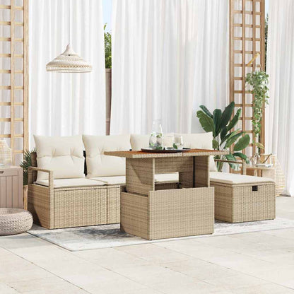 Set Divano da Giardino 6 pcs Beige polyrattan | homemem39
