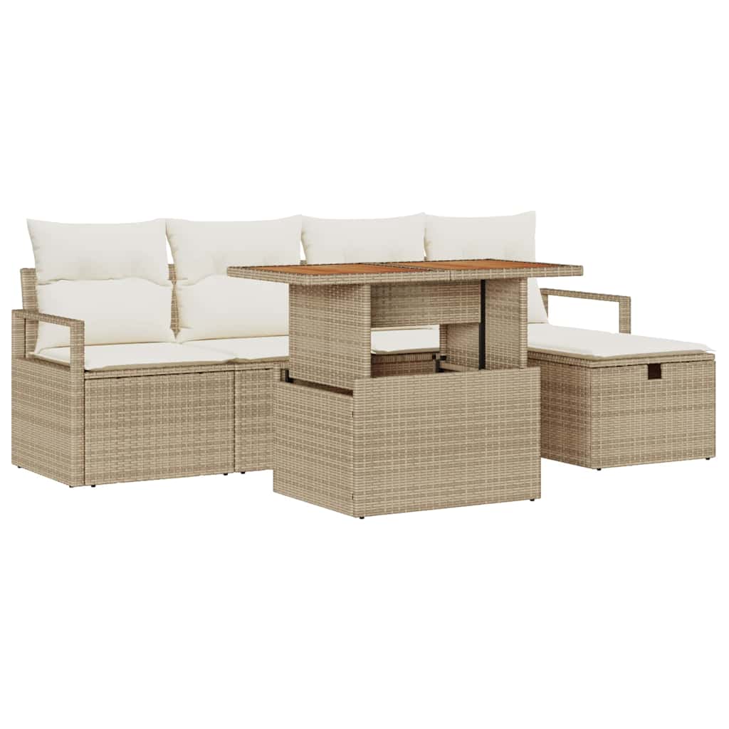 Set Divano da Giardino 6 pcs Beige polyrattan | homemem39