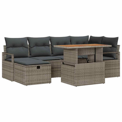 Set Divano da Giardino 7 pz Grigio polyrattan