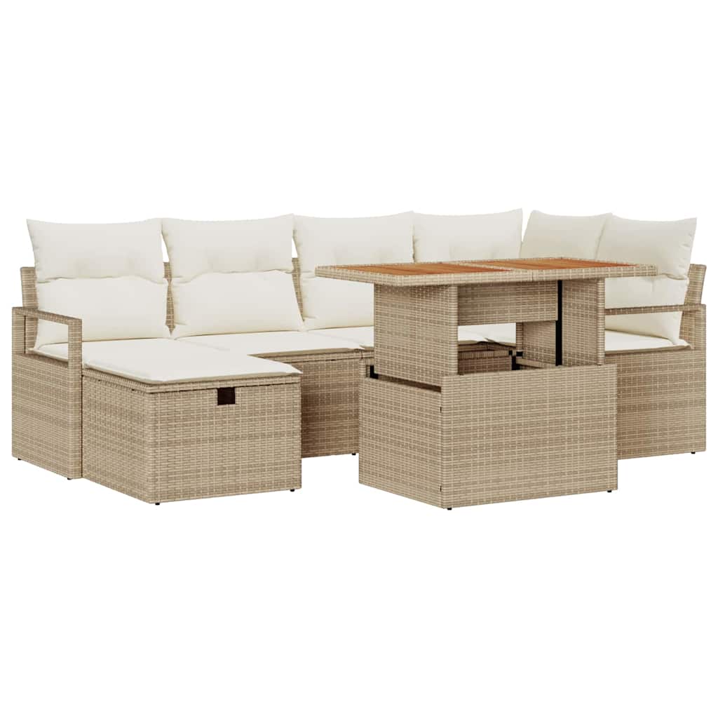 Set Divano da Giardino 7 pcs Beige polyrattan - homemem39