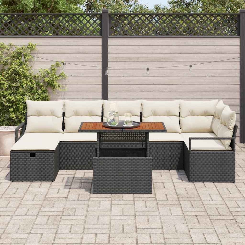 Set Divano da Giardino 8 pcs Nero polyrattan - homemem39