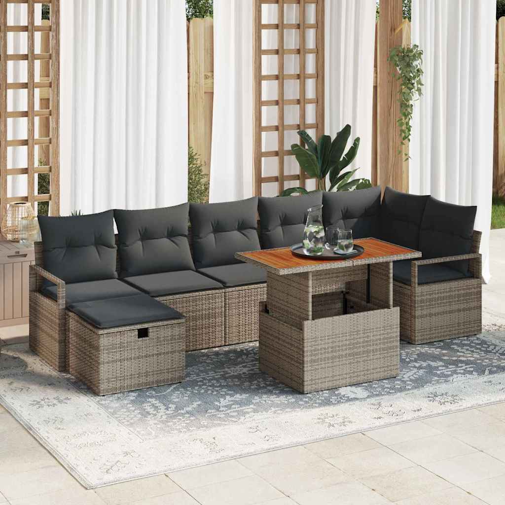 Set Divano da Giardino 8 pz Grigio polyrattan | homemem39