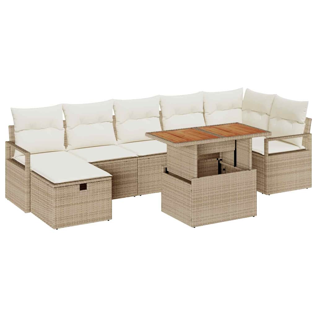 Set Divano da Giardino 8 pcs Beige polyrattan - homemem39