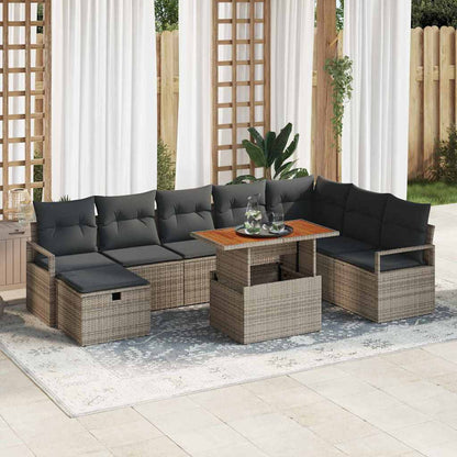 Set Divano da Giardino 9 pz Grigio polyrattan | homemem39