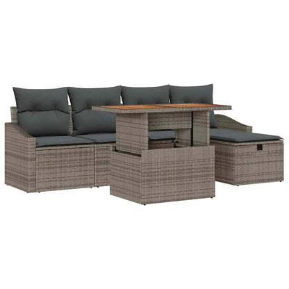 Set Divano da Giardino 6 pz Grigio polyrattan