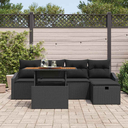 Set Divano da Giardino 6 pcs Nero polyrattan | homemem39
