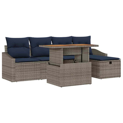 Set Divano da Giardino 6 pcs Grigio polyrattan | homemem39