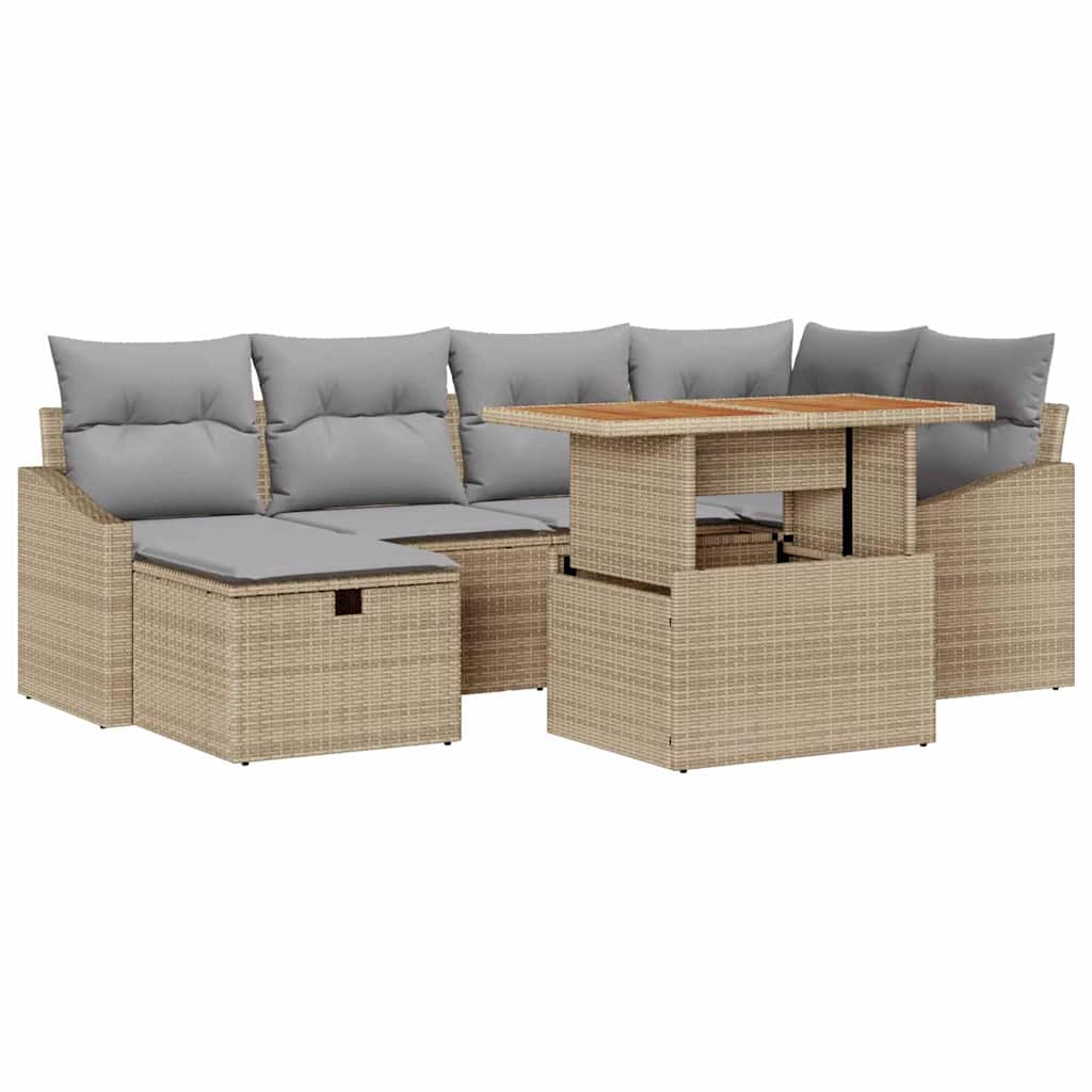 Set Divano da Giardino 7 pcs Beige polyrattan - homemem39