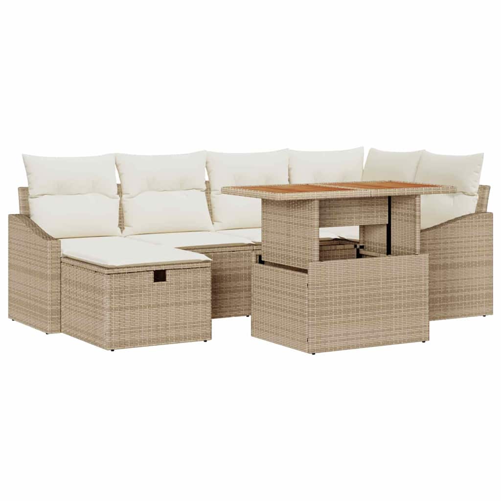 Set Divano da Giardino 7 pcs Beige polyrattan - homemem39