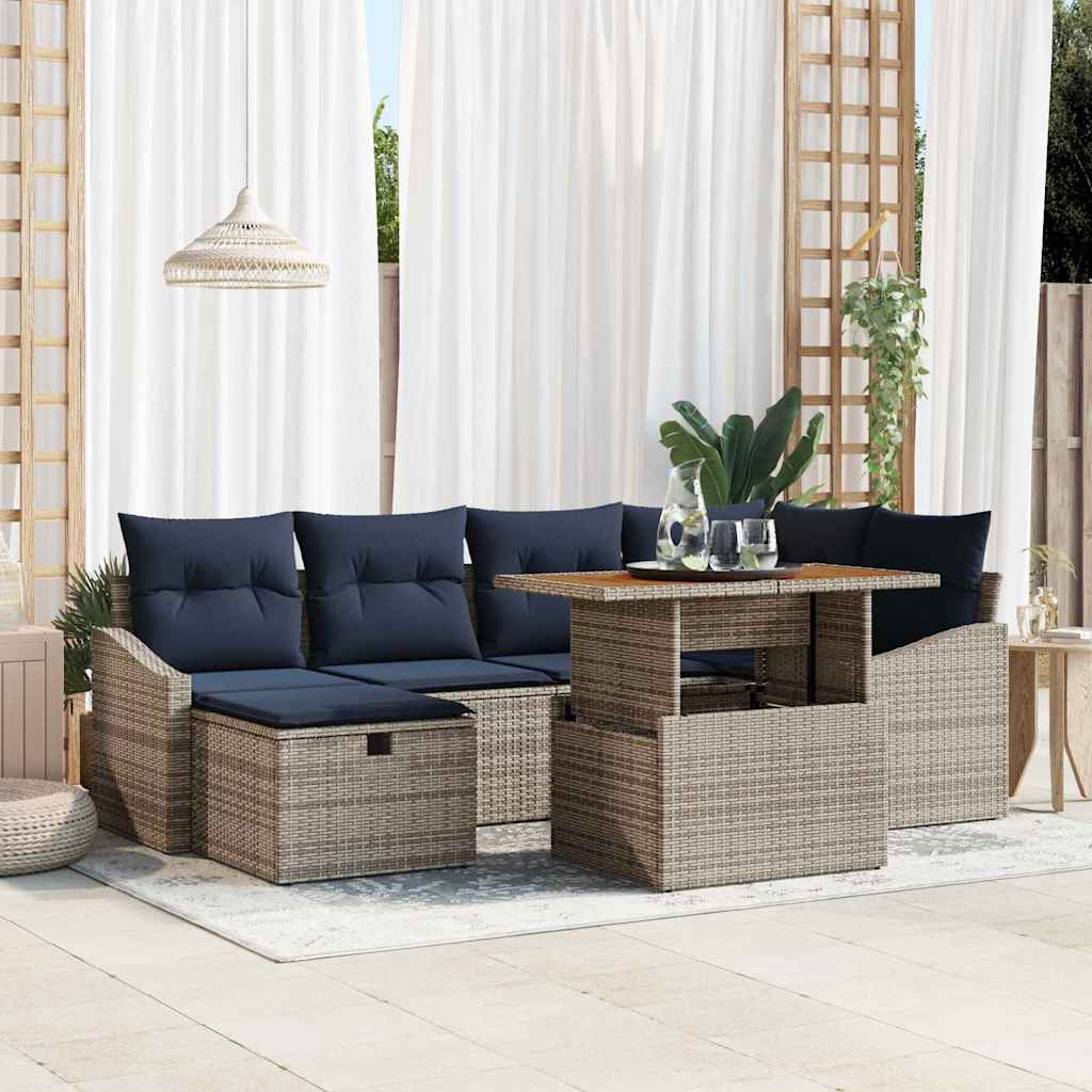 Set Divano da Giardino 7 pcs Grigio polyrattan | homemem39