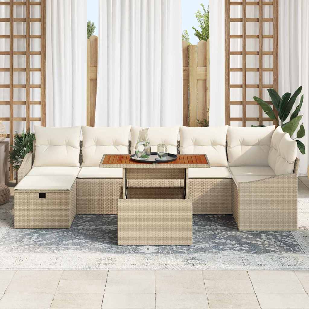Set Divano da Giardino 8 pcs Beige polyrattan - homemem39